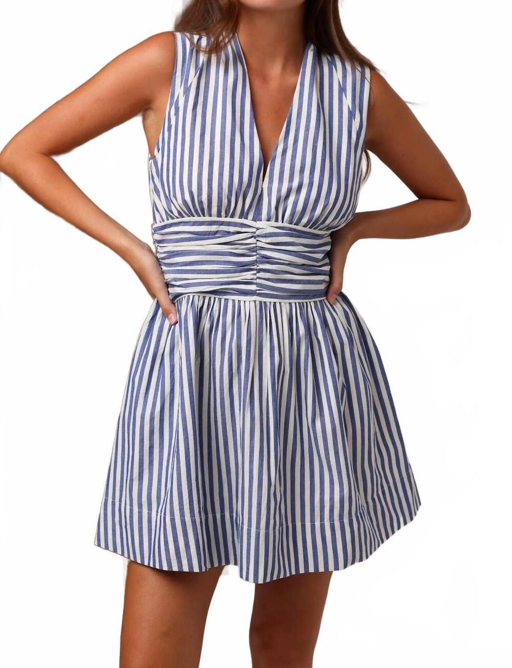 NEW SHORE vivi mini dress in pacific stripe